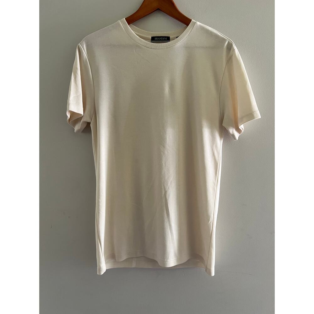 Brandini Short Sleeve Sweater Cream Modal Blend Size Small JL
